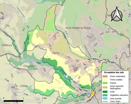 Carte en couleurs présentant l'occupation des sols.