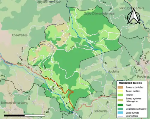 Carte en couleurs présentant l'occupation des sols.