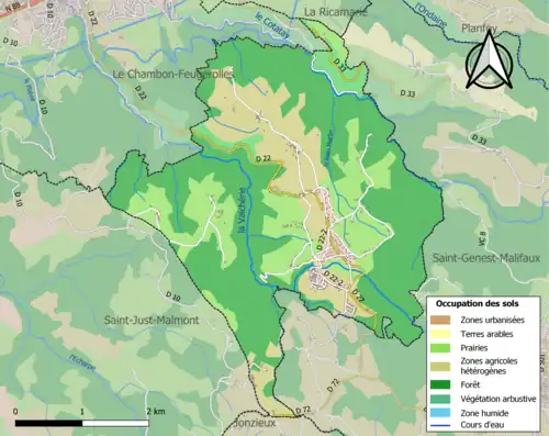 Carte en couleurs présentant l'occupation des sols.