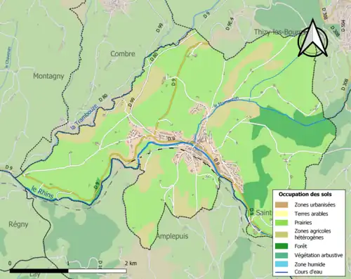 Carte en couleurs présentant l'occupation des sols.