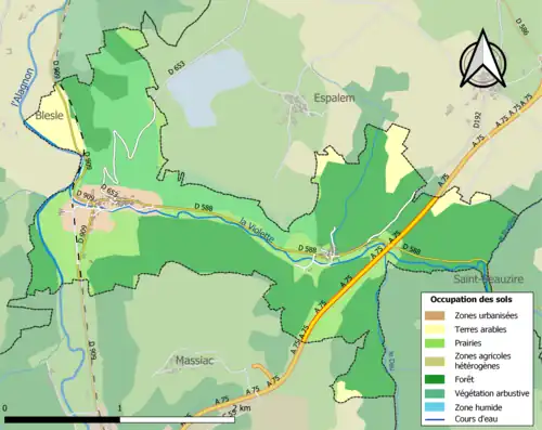 Carte en couleurs présentant l'occupation des sols.
