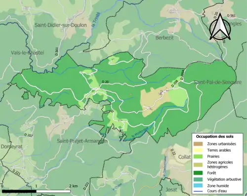 Carte en couleurs présentant l'occupation des sols.