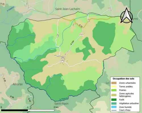 Carte en couleurs présentant l'occupation des sols.