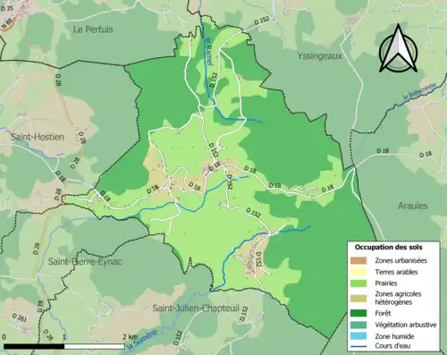 Carte en couleurs présentant l'occupation des sols.