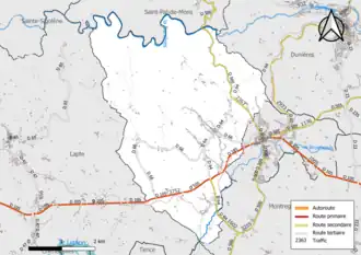 Carte en couleurs du réseau routier, avec indication des trafics.