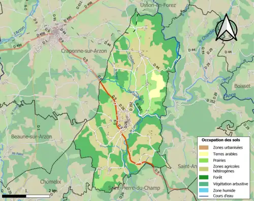 Carte en couleurs présentant l'occupation des sols.
