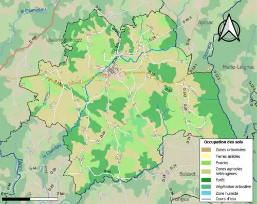 Carte en couleurs présentant l'occupation des sols.