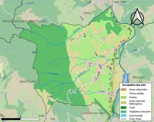 Carte en couleurs présentant l'occupation des sols.