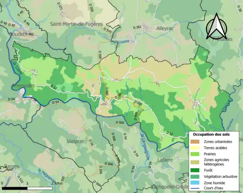 Carte en couleurs présentant l'occupation des sols.
