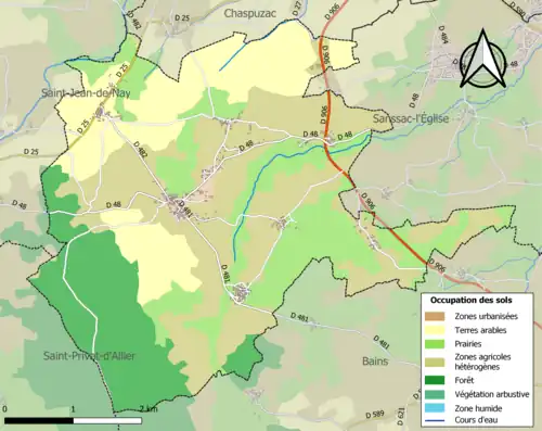 Carte en couleurs présentant l'occupation des sols.