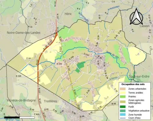 Carte en couleurs présentant l'occupation des sols.