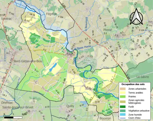 Carte en couleurs présentant l'occupation des sols.