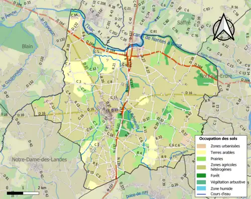 Carte en couleurs présentant l'occupation des sols.
