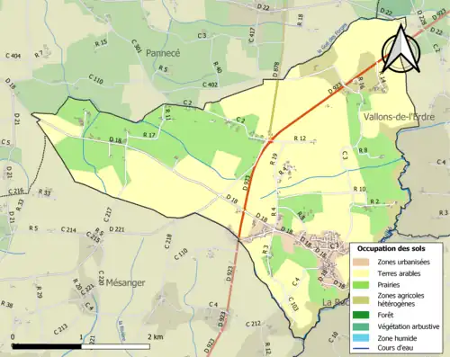 Carte en couleurs présentant l'occupation des sols.