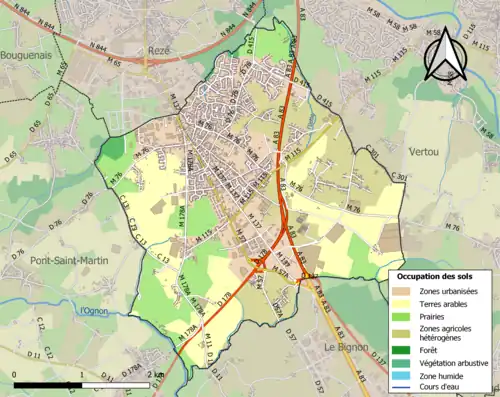 Carte en couleurs présentant l'occupation des sols.