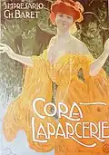 Affiche représentant l'actrice Cora Laparcerie