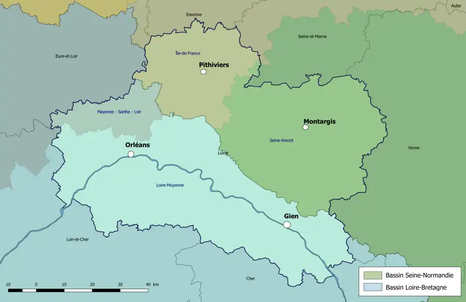 Le Loiret est partagé en quatre sous-bassins hydrographiques DCE.