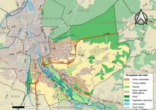 Carte des infrastructures et de l'occupation des sols en 2018 (CLC) de la commune.