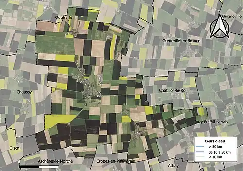 Carte orthophotographique de la commune en 2016.