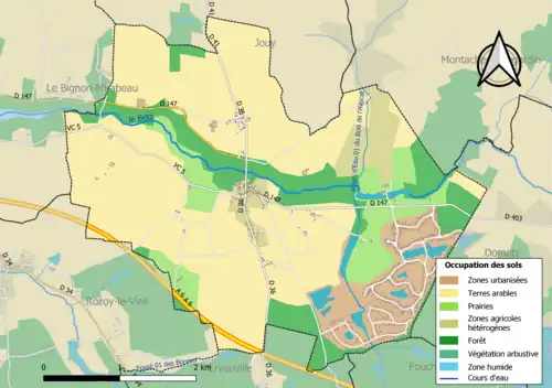 Carte des infrastructures et de l'occupation des sols en 2018 (CLC) de la commune en 2018.