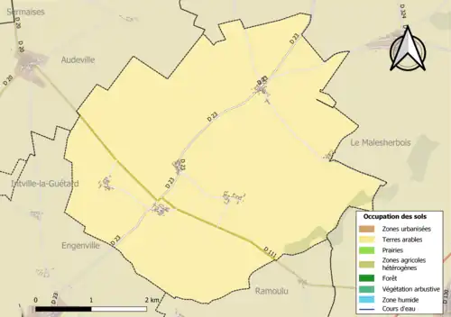 Carte des infrastructures et de l'occupation des sols de la commune en 2018 (CLC).