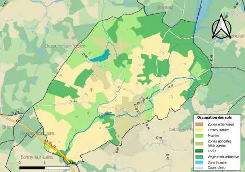 Carte des infrastructures et de l'occupation des sols de la commune en 2018 (CLC).