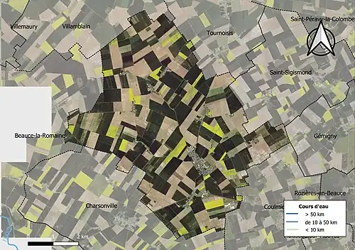 Carte orthophotographique de la commune en 2016.