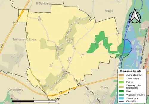 Carte des infrastructures et de l'occupation des sols de la commune en 2018 (CLC).