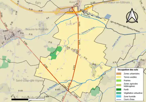 Carte des infrastructures et de l'occupation des sols de la commune en 2018 (CLC).