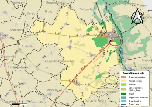 Carte des infrastructures et de l'occupation des sols de la commune en 2018 (CLC).