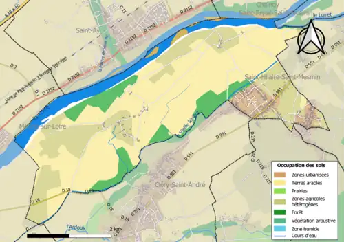 Carte des infrastructures et de l'occupation des sols de la commune en 2018 (CLC).