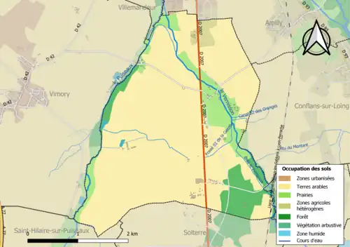 Carte des infrastructures et de l'occupation des sols de la commune en 2018 (CLC).