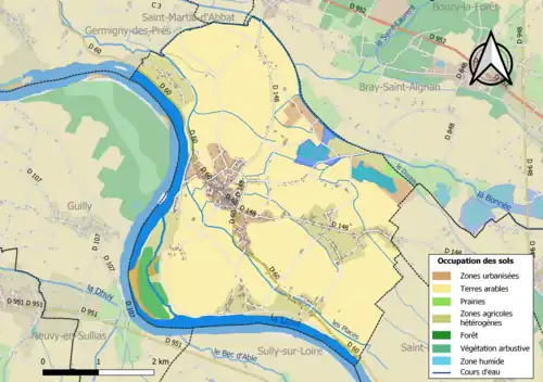 Carte des infrastructures et de l'occupation des sols de la commune en 2018 (CLC).
