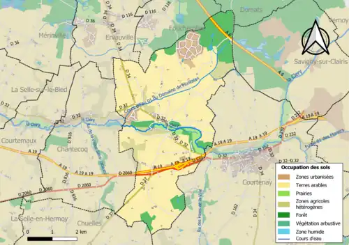 Carte des infrastructures et de l'occupation des sols de la commune en 2018 (CLC).