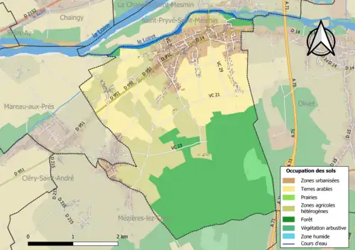 Carte des infrastructures et de l'occupation des sols de la commune en 2018 (CLC).