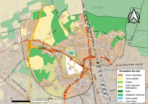 Carte des infrastructures et de l'occupation des sols de la commune en 2018 (CLC).