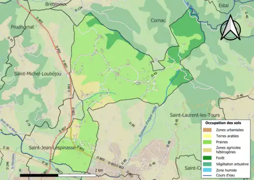 Carte en couleurs présentant l'occupation des sols.