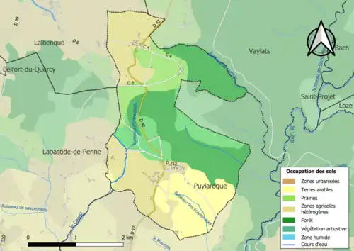 Carte en couleurs présentant l'occupation des sols.