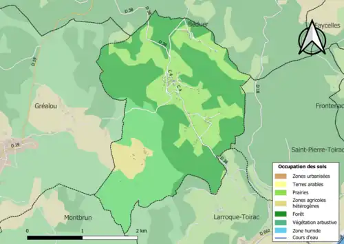 Carte en couleurs présentant l'occupation des sols.