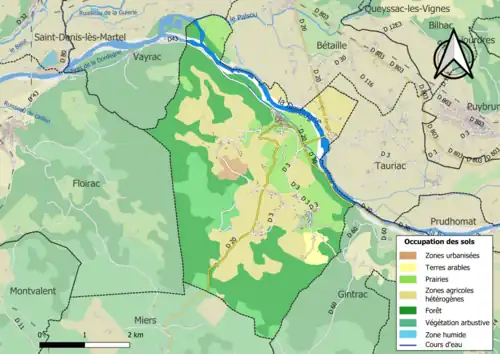 Carte en couleurs présentant l'occupation des sols.