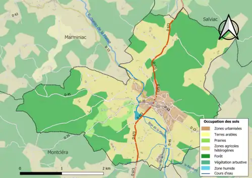 Carte en couleurs présentant l'occupation des sols.