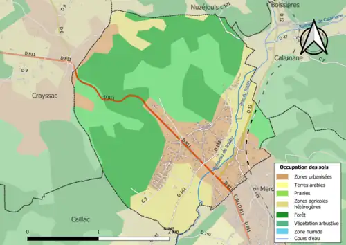 Carte en couleurs présentant l'occupation des sols.
