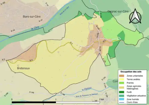 Carte en couleurs présentant l'occupation des sols.