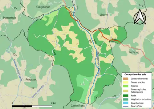 Carte en couleurs présentant l'occupation des sols.