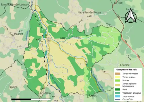 Carte en couleurs présentant l'occupation des sols.