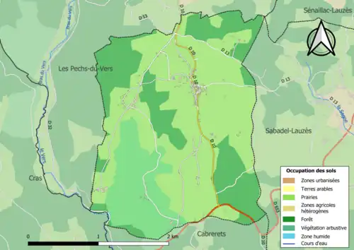 Carte en couleurs présentant l'occupation des sols.