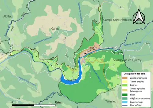 Carte en couleurs présentant l'occupation des sols.