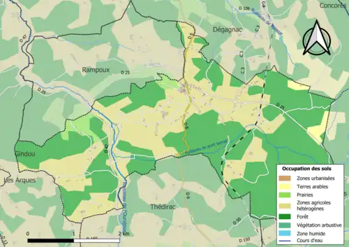 Carte en couleurs présentant l'occupation des sols.