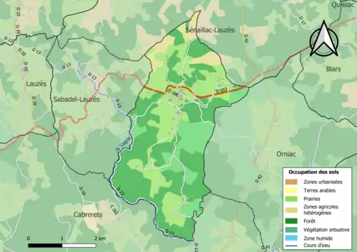 Carte en couleurs présentant l'occupation des sols.