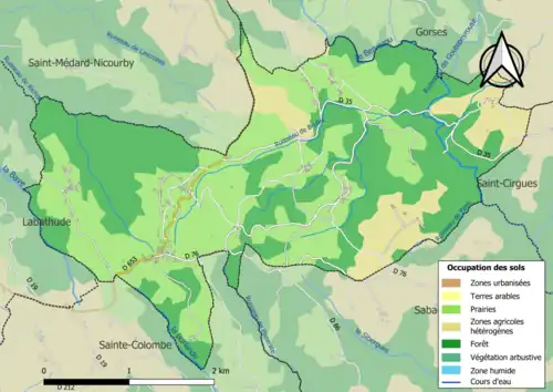 Carte en couleurs présentant l'occupation des sols.